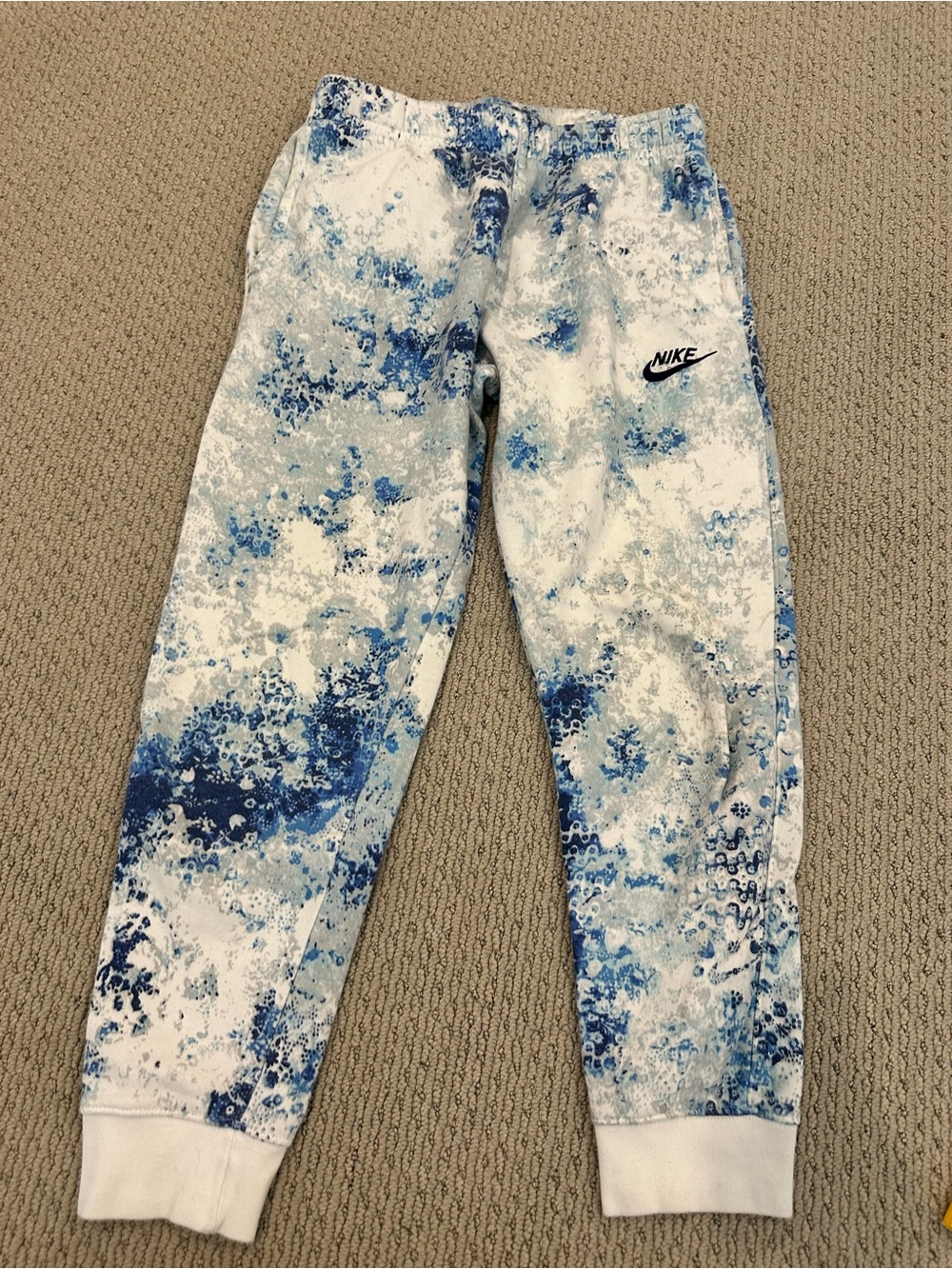 Nike White & Blue Marble-Print Joggers & adidas teal bundle